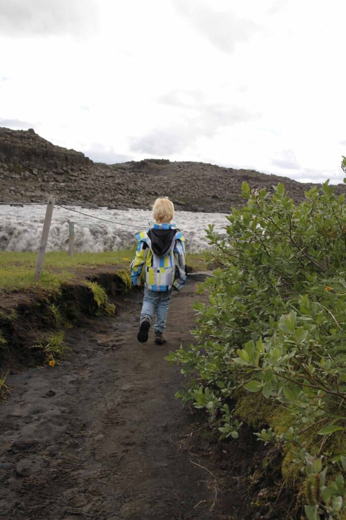 Wietse loopt naar Dettifoss