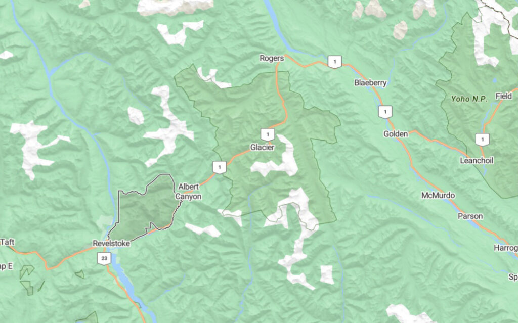 Kaart Mount Revelstoke NP